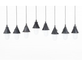 Pendant light in metal and opaline edition Siemens 1930