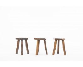 Stools in elm brutalist design 1950 set of 3