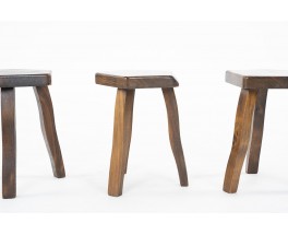 Stools in elm brutalist design 1950 set of 3