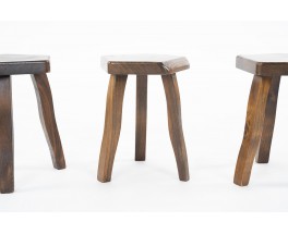 Stools in elm brutalist design 1950 set of 3