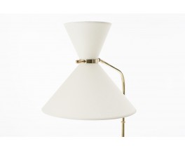 Lampadaire laiton massif et abat-jour papier beige 1950