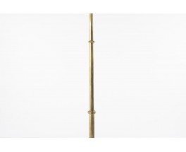 Lampadaire laiton massif et abat-jour papier beige 1950