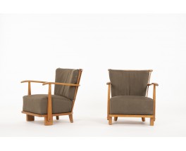 Armchairs model 1590 in elm edition Fritz Hansen 1940 set of 2