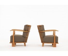 Armchairs model 1590 in elm edition Fritz Hansen 1940 set of 2