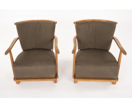 Armchairs model 1590 in elm edition Fritz Hansen 1940 set of 2