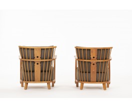 Armchairs model 1590 in elm edition Fritz Hansen 1940 set of 2