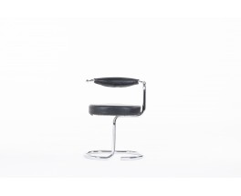 Giotto Stoppino chairs model Cobra black leather and chrome 1970 set of 6