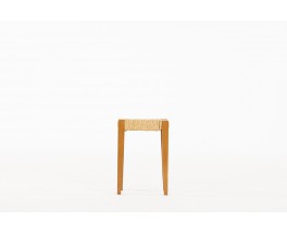 Audoux Minet stool in oak and rope 1950