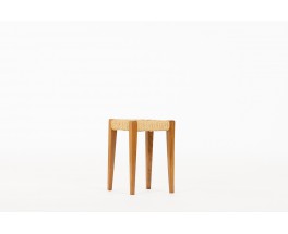 Audoux Minet stool in oak and rope 1950