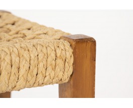 Audoux Minet stool in oak and rope 1950