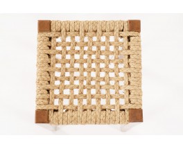 Audoux Minet stool in oak and rope 1950