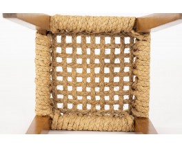 Audoux Minet stool in oak and rope 1950