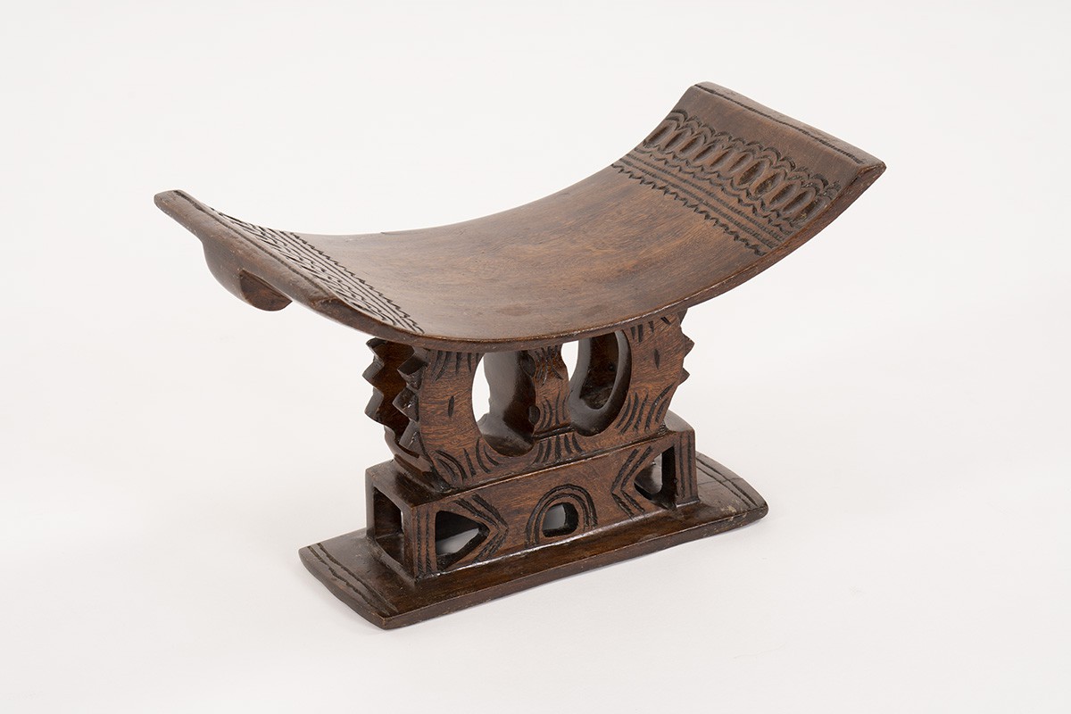 Stool in wood model Ashanti African design 1950