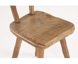 Ensemble chaises et tabouret en orme design chalet 1950