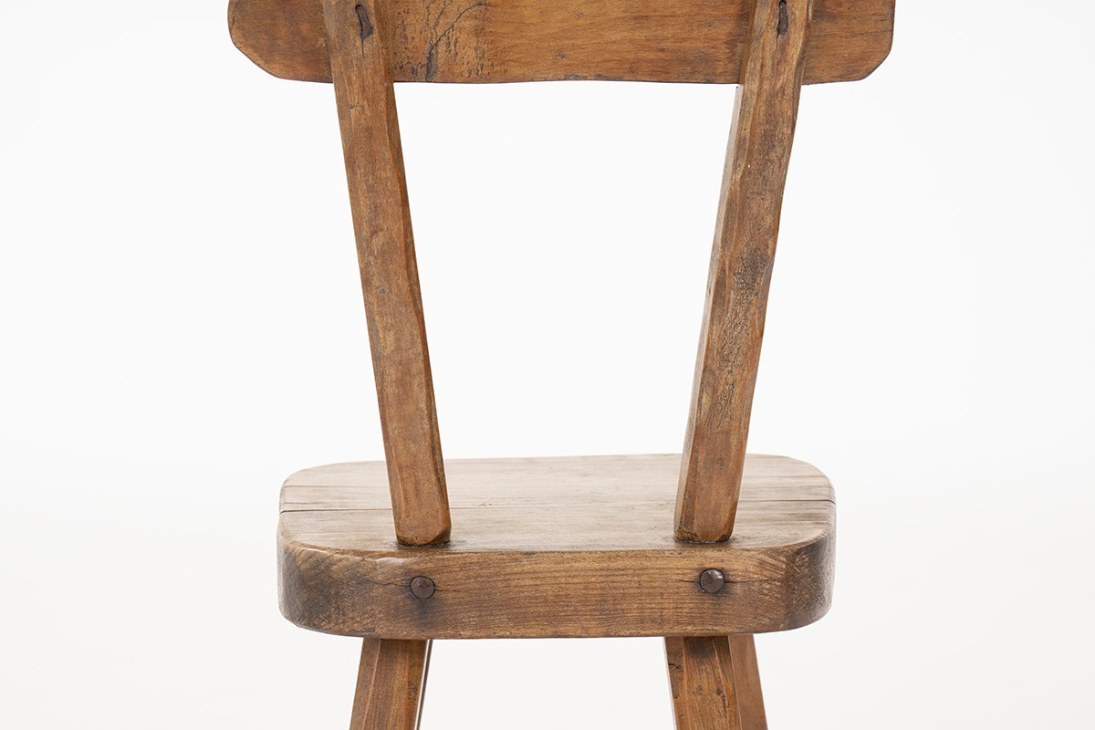 Ensemble chaises et tabouret en orme design chalet 1950