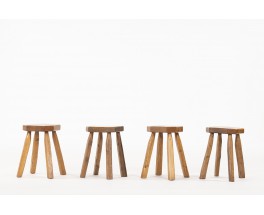 Stools in oak brutalist design 1950 set of 4