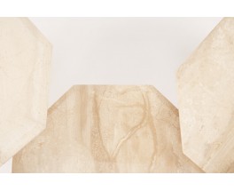 Tables basses gigognes octogonales en marbre beige 1980 set de 3