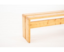 Banc Charlotte Perriand en pin Les Arcs 1970