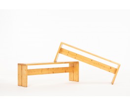 Banc Charlotte Perriand en pin Les Arcs 1970