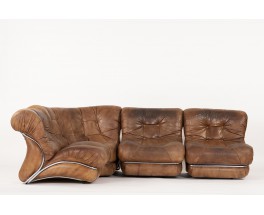 Sofa model Corolla in brown leather edition IPE 1970