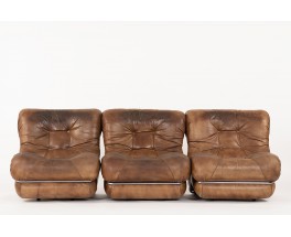 Sofa model Corolla in brown leather edition IPE 1970