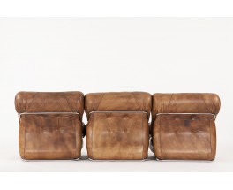 Sofa model Corolla in brown leather edition IPE 1970