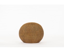 Armchair model Ball in rattan and green wool cushion 1960