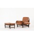 Sergio Rodrigues Armchair and footrest model Mole in jacaranda and brown leather 1957