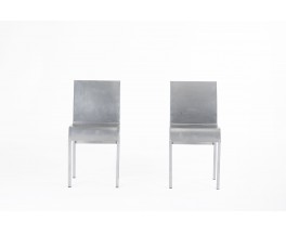 Prototype aluminum chairs unique model 1980 set of 2