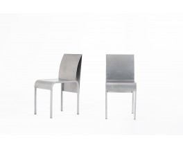 Prototype aluminum chairs unique model 1980 set of 2