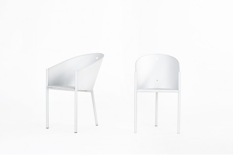 Fauteuils Philippe Starck modèle Costes alluminio metal gris édition Driade 1988 set de 2