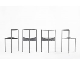 Chaises Philippe Starck modèle Wendy Wright métal gris édition Disform 1986 set de 4