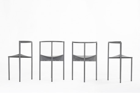Chaises Philippe Starck modèle Wendy Wright métal gris édition Disform 1986 set de 4
