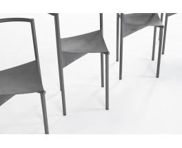 Chaises Philippe Starck modèle Wendy Wright métal gris édition Disform 1986 set de 4