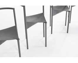 Philippe Starck chairs Wendy Wright model grey metal edition Disform 1986 set of 4
