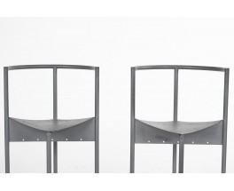 Philippe Starck chairs Wendy Wright model grey metal edition Disform 1986 set of 4