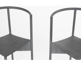 Chaises Philippe Starck modèle Wendy Wright métal gris édition Disform 1986 set de 4