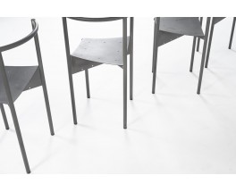 Chaises Philippe Starck modèle Wendy Wright métal gris édition Disform 1986 set de 4