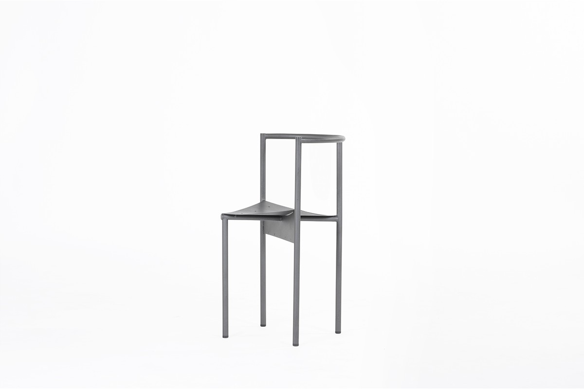 Philippe Starck chairs Wendy Wright model grey metal edition Disform 1986 set of 4