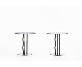 Tables basses rondes en métal noir 1980 set de 2