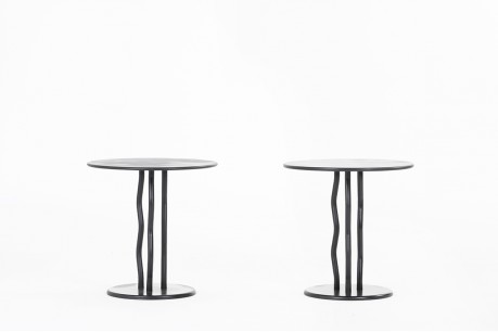 Round coffee tables in black metal 1980 set of 2