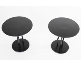 Tables basses rondes en métal noir 1980 set de 2