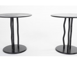 Round coffee tables in black metal 1980 set of 2