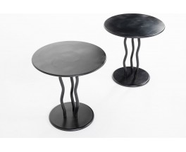 Round coffee tables in black metal 1980 set of 2