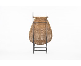 Armchair in metal and wicker large model 1950