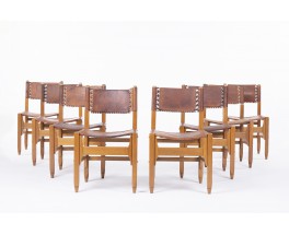 Werner Biermann chairs in teak and leather edition Arte Sano Colombia 1960 set of 8