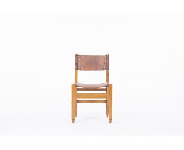 Werner Biermann chairs in teak and leather edition Arte Sano Colombia 1960 set of 8