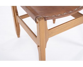 Werner Biermann chairs in teak and leather edition Arte Sano Colombia 1960 set of 8