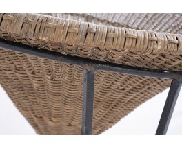 Armchairs model Basket in rattan and wrought iron 1950 set of 2