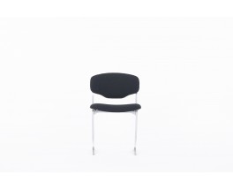 Pierre Pichard chairs chrome black fabric edition Ligne Roset 1970 set of 8